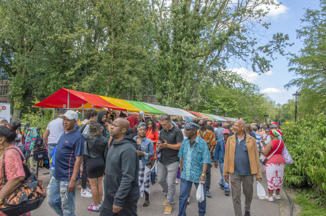 Crowd Walking At The Keti Koti Festival At Amsterdam The Netherlands